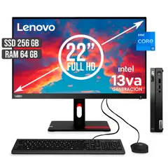 LENOVO - COMPUTADOR THINKCENTRE TINY INTEL CORE I5-13420H SSD 256GB RAM 64GB LED22