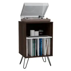 RTA DESIGN - Mueble Auxiliar Lara Caoba y Blanco con Patas En Acero y Espacio Para Objetos Decorativos