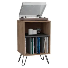 RTA DESIGN - Mueble Auxiliar Lara Miel y Plata Oscuro con Patas En Acero y Espacio Para Objetos Decorativos