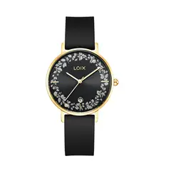 LOIX - Reloj mujer L1292-4 Negro con dorado tablero negro