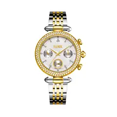 LOIX - Reloj mujer LA1122-2 Plateado con dorado tablero blanco