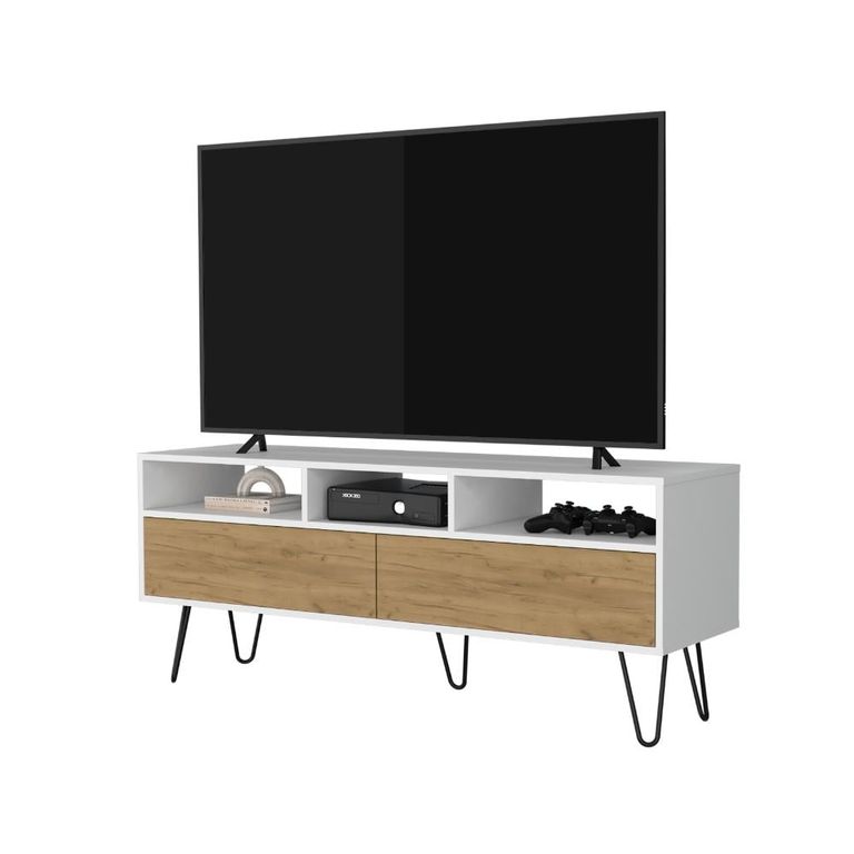 Mesa para TV Tory Blanco y Fresno Europeo con Espacio Para Televisor de Hasta 60 Pulgadas ZF