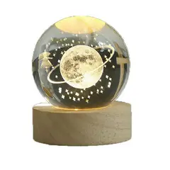 DAYOSHOP - Lampara De Cristal Bola 3d Planeta Estrellas Niña Cosmos