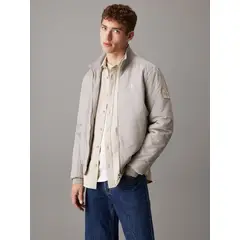 CALVIN KLEIN - Chaqueta gris de nailon acolchado con cremallera