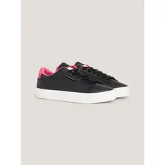 TOMMY HILFIGER - Tenis negro Essential de cuero con logo