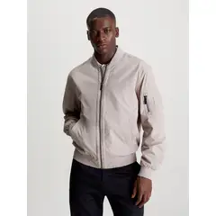 CALVIN KLEIN - Chaqueta beige bomber de nailon de algodón