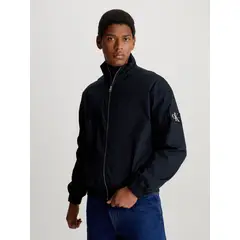 CALVIN KLEIN - Rompe viento negro relaxed de algodón con cremallera