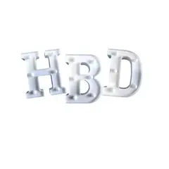 GENERICO - Letras 3d Decorativas Con Luces Hbd Fiesta Cumpleaños Blanco