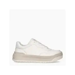 CALVIN KLEIN - Tenis blanco low cut con cordones para niñas