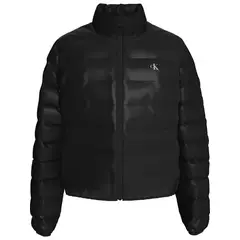 CALVIN KLEIN - Chaqueta negra acolchada de plumón con brillo ultraligero
