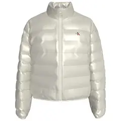 CALVIN KLEIN - Chaqueta blanca acolchada de plumón con brillo ultraligero