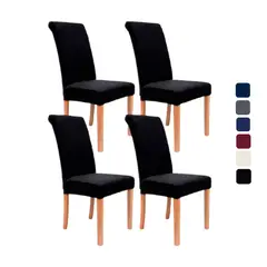 KARYTEX - Funda Protector Silla Comedor Elástico Completo Negro x4 Puestos
