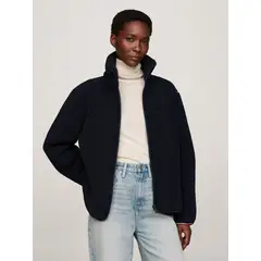 TOMMY HILFIGER - Chaqueta Azul de Corte Amplio En Tejido Polar De Peluche