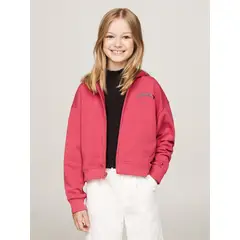 TOMMY HILFIGER - Buzo Rosa Niña Con Capota Y Logo En La Espalda