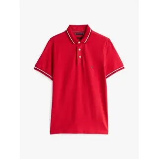 TOMMY HILFIGER - Polo rojo ribeteado de corte slim