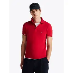 TOMMY HILFIGER - Polo rojo ribeteado de corte slim