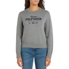 TOMMY HILFIGER - Saco gris de cuello redondo con logo