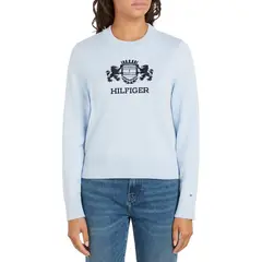 TOMMY HILFIGER - Saco celeste de cuello redondo con logo