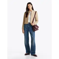 TOMMY HILFIGER - Americana beige de corte slim y cuello mao