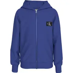 CALVIN KLEIN - Buzo Azul Con Capota y Monograma Para Niño
