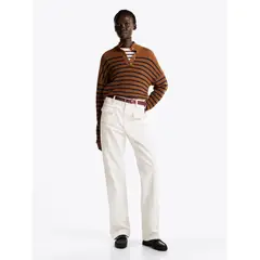 TOMMY HILFIGER - Jeans blanco de talle alto y corte Bootcut con costuras a contraste
