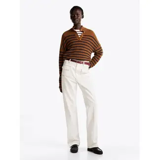 TOMMY HILFIGER - Jeans blanco de talle alto y corte Bootcut con costuras a contraste