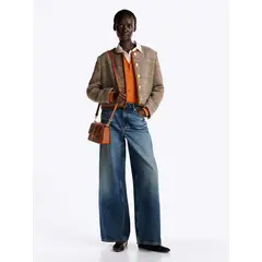 TOMMY HILFIGER - Americana beige holgada de tweed y lana