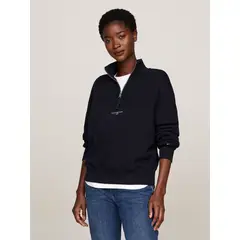 TOMMY HILFIGER - Saco azul de corte amplio con media cremallera