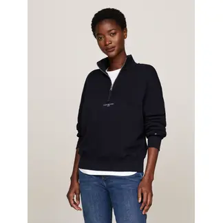 TOMMY HILFIGER - Saco azul de corte amplio con media cremallera