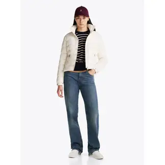 TOMMY HILFIGER - Rompe blanco viento acolchada brillante de plumón