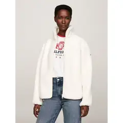 TOMMY HILFIGER - Chaqueta Blanca En Tejido Polar De Peluche