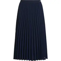 TOMMY HILFIGER - Falda azul midi plisada con logo en cintura