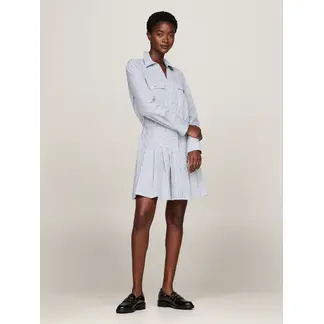 TOMMY HILFIGER - Vestido celeste corto plisado