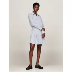 TOMMY HILFIGER - Vestido celeste corto plisado