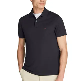 TOMMY HILFIGER - Polo negro oxford de corte regular