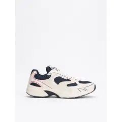 TOMMY HILFIGER - Tenis negro color block con mezcla de texturas