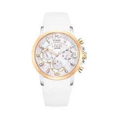 LOIX - Reloj Mujer LA1138-3 Blanco con dorado, tablero blanco