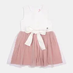BUBBLE GUMMERS - Vestido Para Niña Bubblegummers Crema Mora