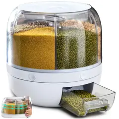 GENERICO - Dispensador Granos 6 Puestos Giratorio Organizador Alimentos Cereales.