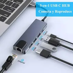 GENERICO - Adaptador 4en1 Hub Tipo C Multipuerto Usb Adaptador Ethernet