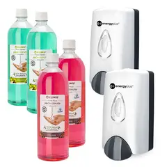 ENERGY PLUS - Kit Premium 2 Dispensadores + 4 Jabones espuma 1000ml