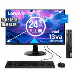 LENOVO - COMPUTADOR THINKCENTRE TINY INTEL CORE I5-13420H SSD 512GB RAM 64GB LED24