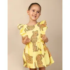 DOSOJOS - Vestido estampado para niñas en algodón - Leopardos