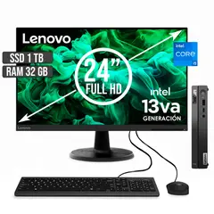 LENOVO - COMPUTADOR THINKCENTRE TINY INTEL CORE I5-13420H SSD 1TB RAM 32GB LED24