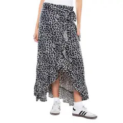 COLOR BLUE - Falda Tipo Pareo En Animal Print