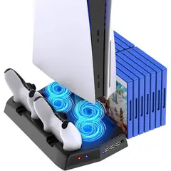 AMERICAN GENERICS - Base Vertical Refrigerante Carga Compatible PS5 Porta Accesorios