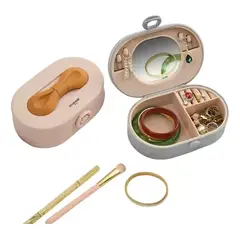 GENERICO - Joyero Espejo Caja Organizadora Anillos Pendientes Portátil