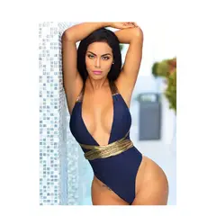 GENERAL - Vestido De Baño Enterizo Mujer Cruzado Moda Europea Azul