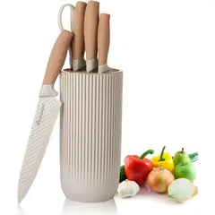 ONE PIXEL - Juego de Cuchillos de Cocina 6 Piezas Acero Inoxidable Beige