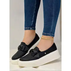 GENERICO - Tenis Mujer Corbata Plataforma Dama Cosidos-Negro